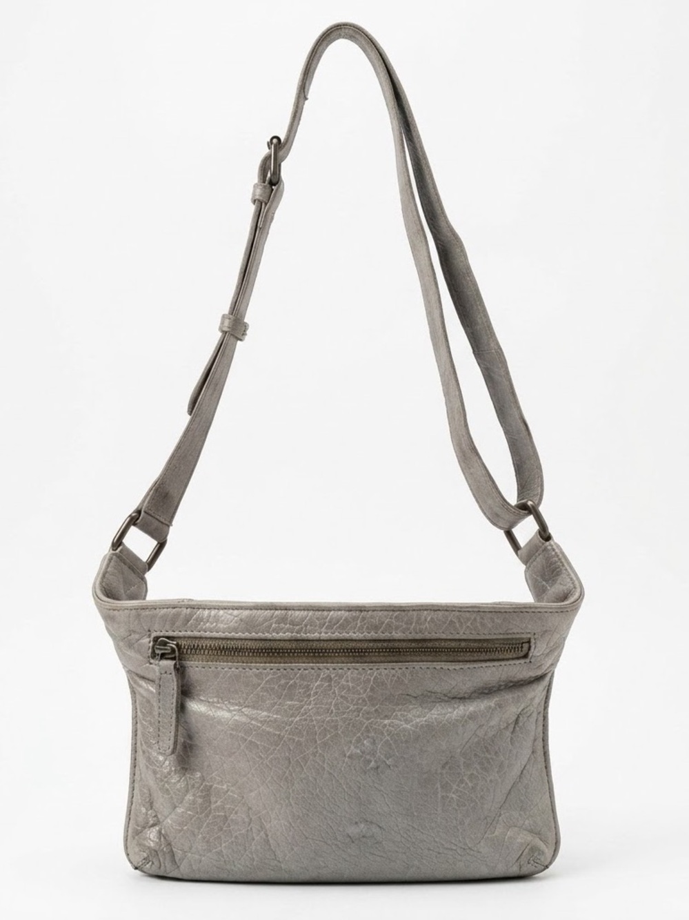 Latico Leathers Metallic Silver Leather Fanny Pack Belt Bag Y2K OS